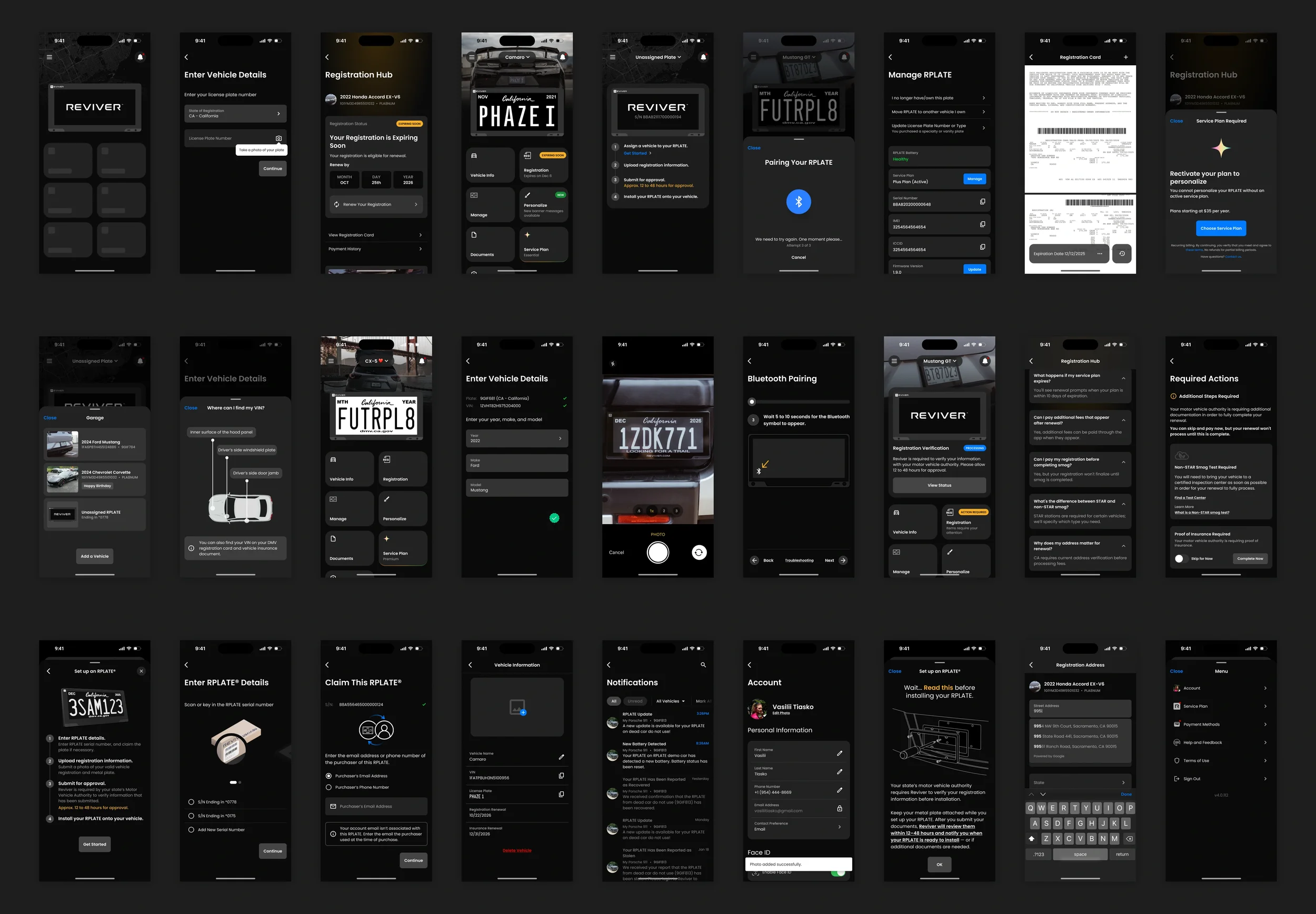 RPLATE mobile app screens